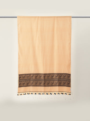 Beautiful Beige & Black Baluchari Silk Cotton Dupatta
