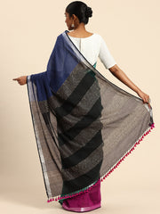 ArtEastri Green, Magenta & Blue Handloom Cotton Sequins  Saree