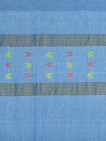 Blue Multicolour Jamdani Motif Cotton Curtain for home- Single Panel