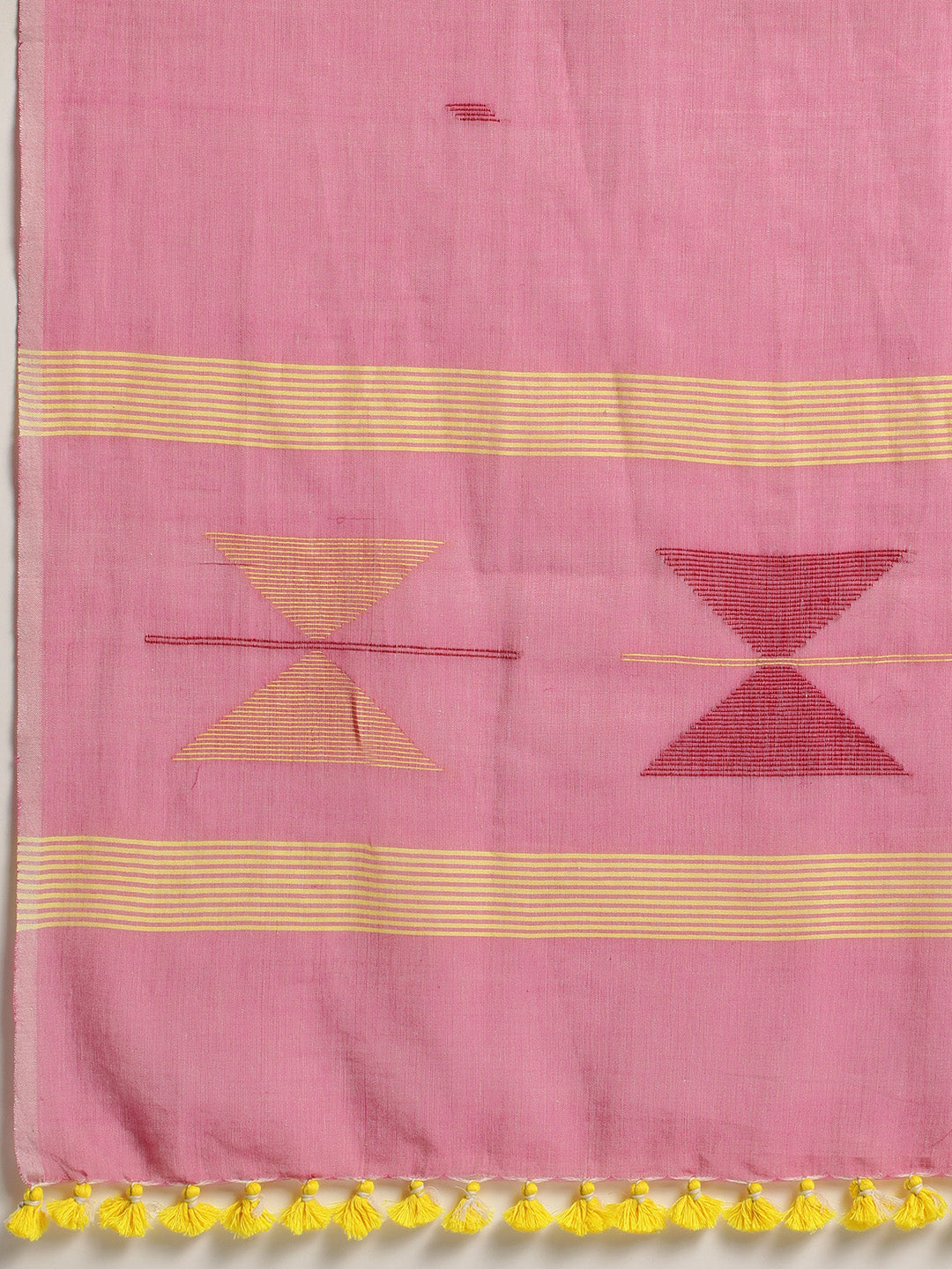 Pink and yellow Jamdani Cotton  Stole