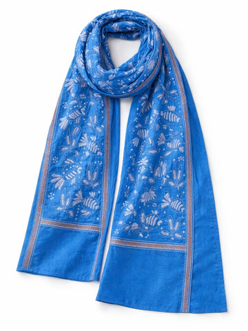 Blue Fish Motif Kantha Stole