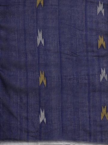 Blue & Red Handloom Cotton Jamdani Saree