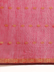 Magenta & Grey Zari Buti Silk Cotton Saree with blouse piece