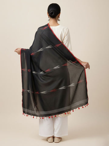 Black Cotton Handloom Jamdani Dupatta