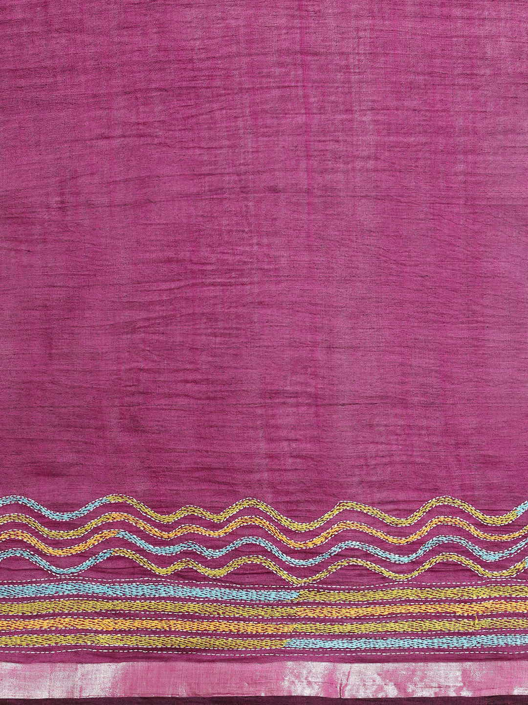 ArtEastri Handloom Black Magenta Colorblock Cotton  Kantha Saree