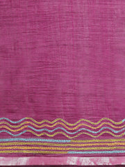 ArtEastri Handloom Black Magenta Colorblock Cotton  Kantha Saree
