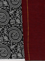 Maroon Black Handcrafted Khesh Weave Pure Cotton saree