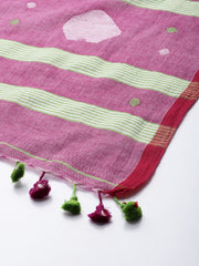 Lavender Pink Cotton Jamdani Dupatta