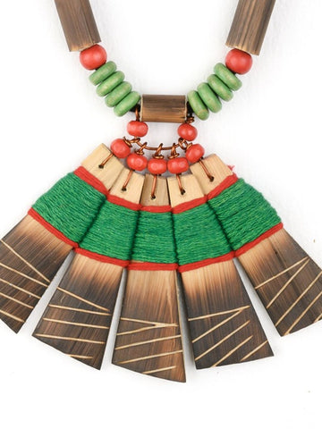 Handmade Green Red Bamboo Tribal Jewellery Set