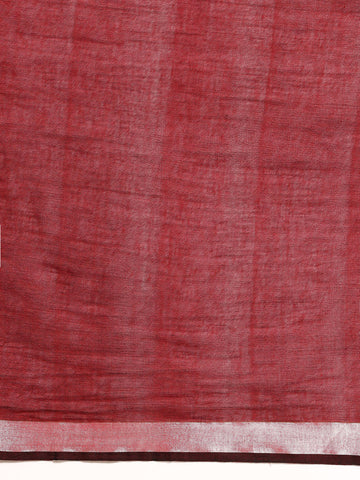 ArtEastri Black Maroon Cotton Handloom Saree