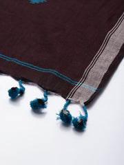 Chocolate Blue Jamdani Cotton Buti Dupatta