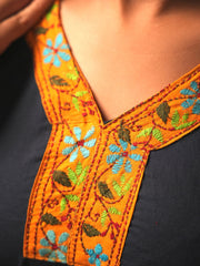 Dark Blue Kantha Cotton Kurta