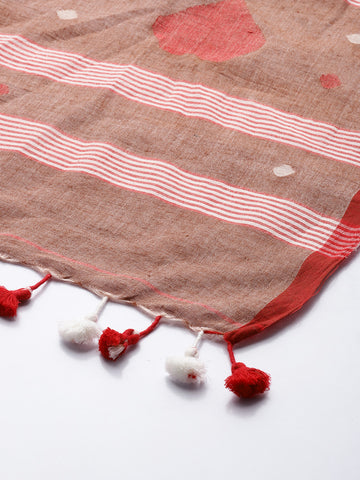 Coffee Red Cotton Jamdani Dupatta