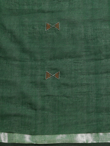 ArtEastri Green Magenta handloom Cotton Kantha Stitch Saree