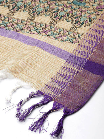 Pure Cotton Madhubani Print Dupatta- Matka Design