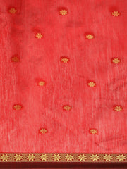 Red Black Zari Buti Silk Cotton Saree