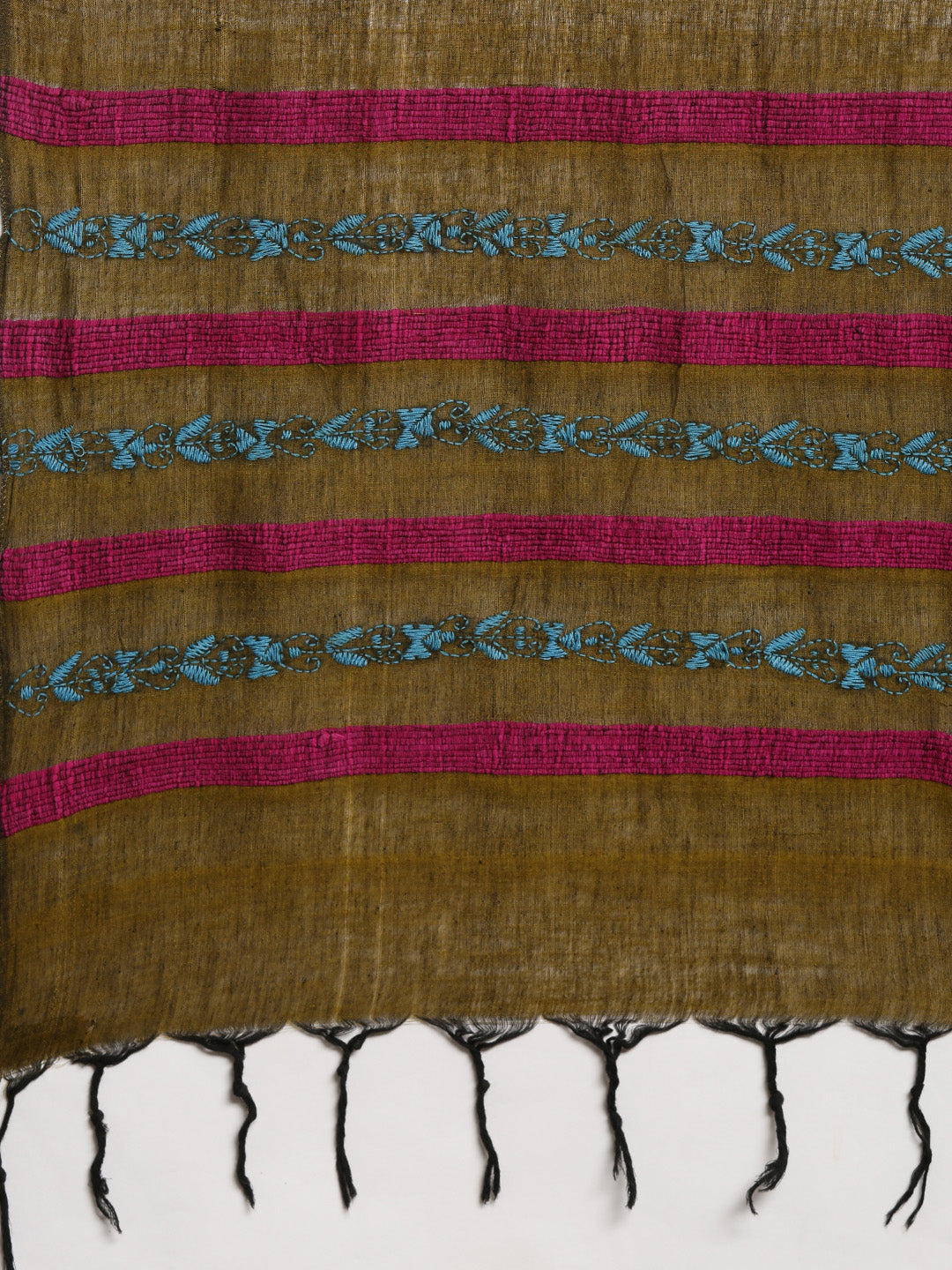 Brown Blue Maroon Khesh Kantha Cotton Stole for women