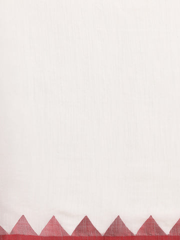 ArtEastri White Red Silk cotton Saree with Blouse piece