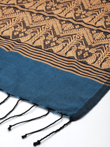 Blue Biege Assamese silk Cotton Dupatta