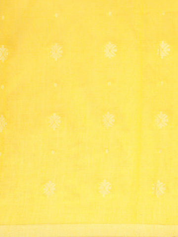 Yellow White Buti Cotton Saree