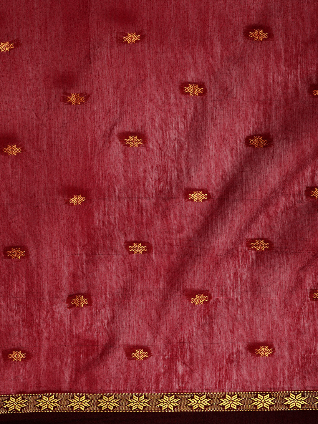 Magenta Maroon Woven Silk Cotton Saree