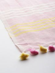 Pink Cotton Linen Handloom Stole