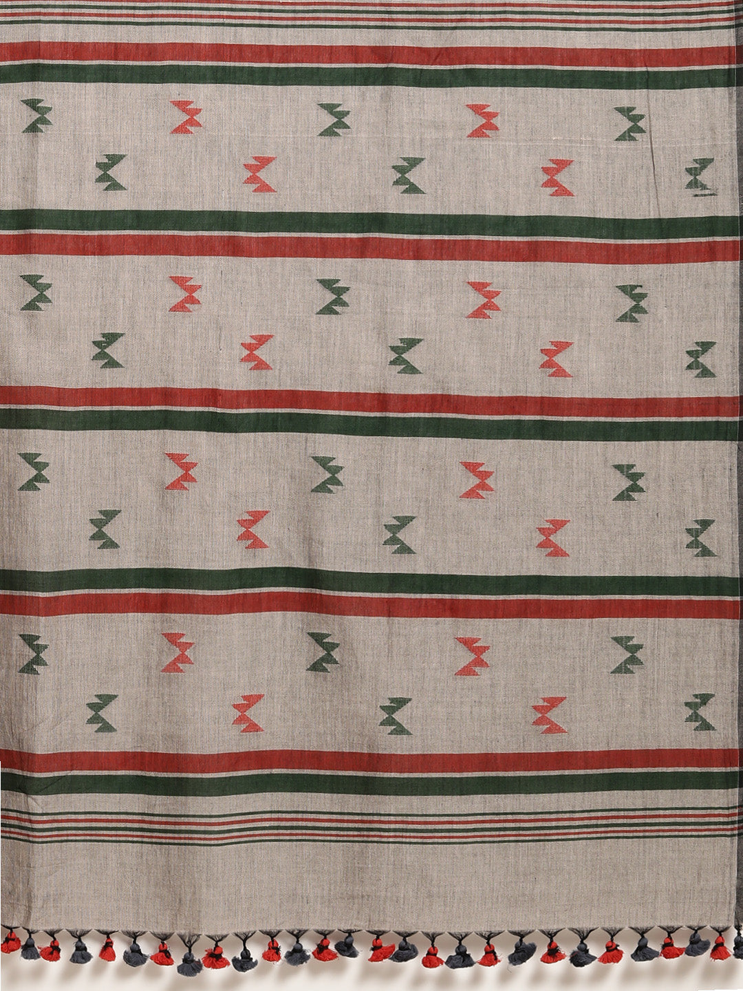 Bottle Green Jamdani Cotton Saree