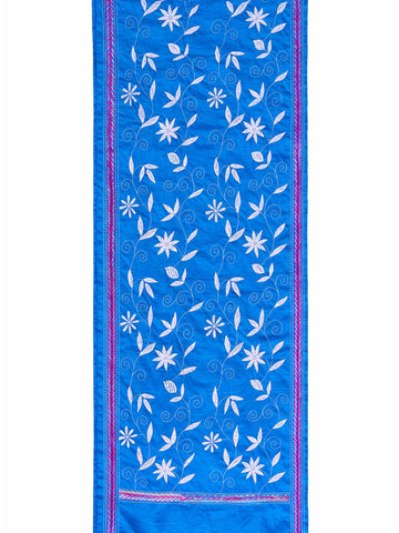 Blue hand- embroidered Cotton Kantha Scarf