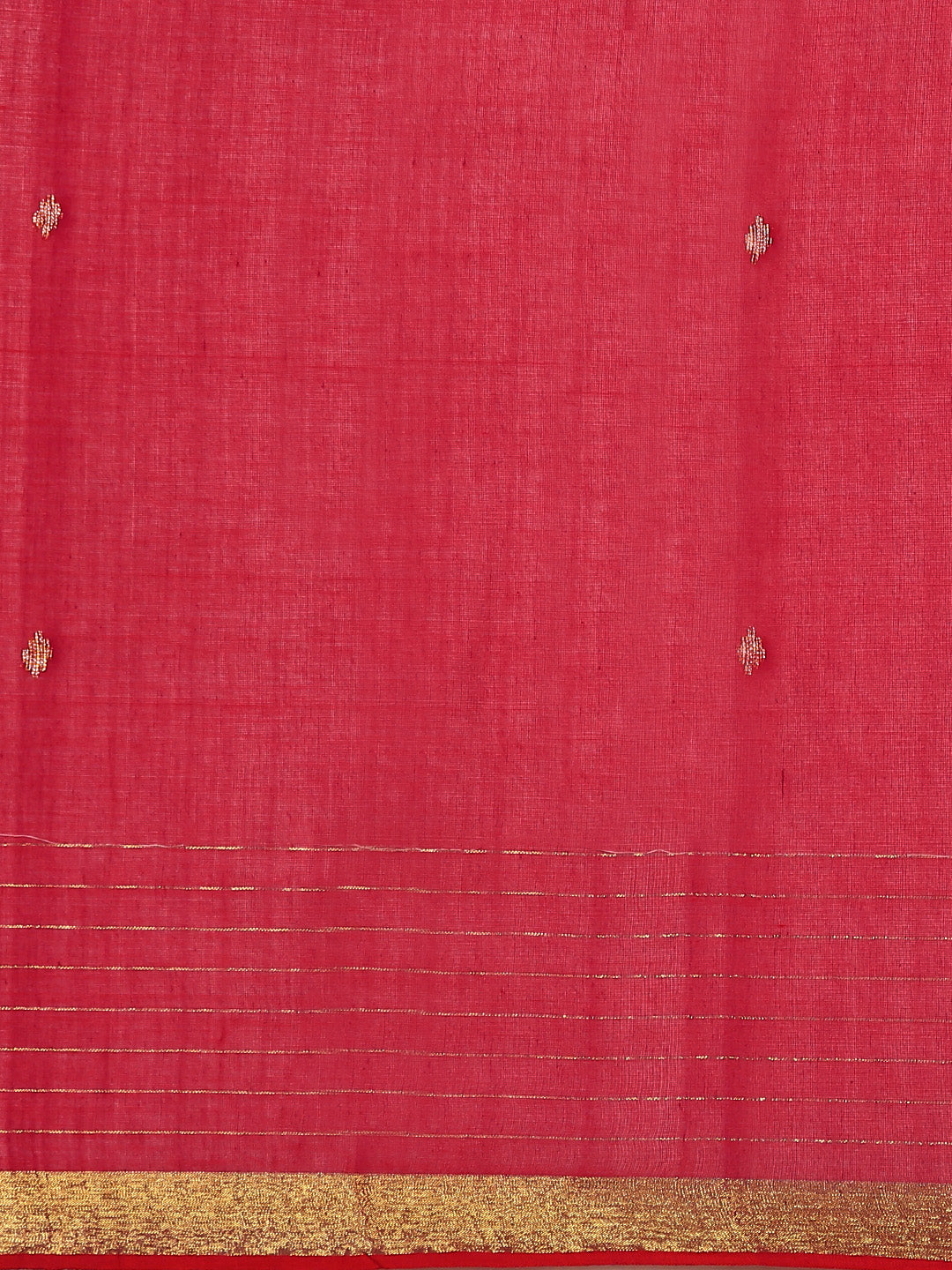 Magenta Zari Buti Handcrafted Jamdani Cotton Saree