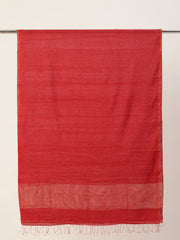 Red Gold Handwoven Zari Tissue Cotton Dupatta