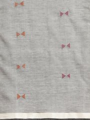 ArtEastri Grey Black Handloom Cotton Kantha Stitch Saree