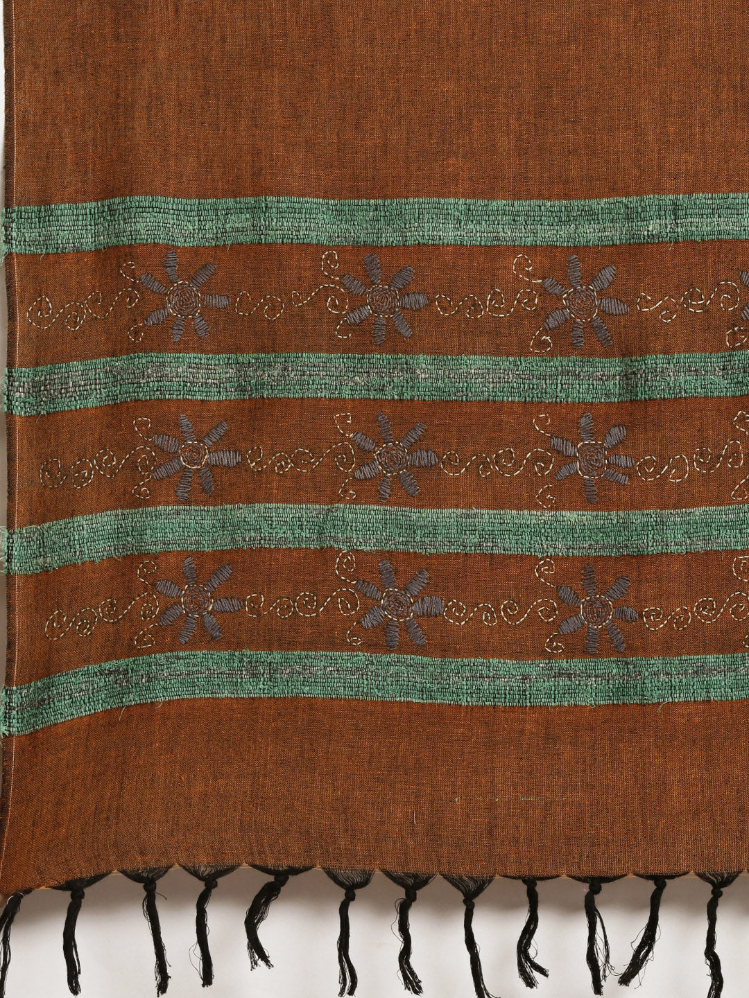Brown and Grey  Khesh Kantha Cotton Stole