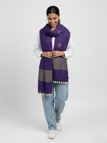 Navy handloom Cotton Jamdani Stole