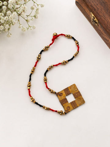Handmade Red Black Brass  Necklace