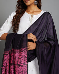 Purple Pink Women's Ethnic Silk Cotton Assamese Dupatta