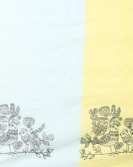 ArtEastri Handloom Sky Blue & Yellow Cotton Bird Print Saree