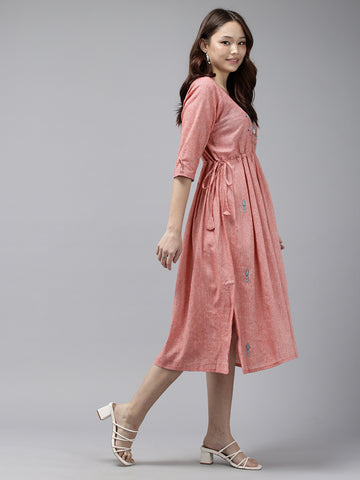 Pink Cotton Handloom Dress