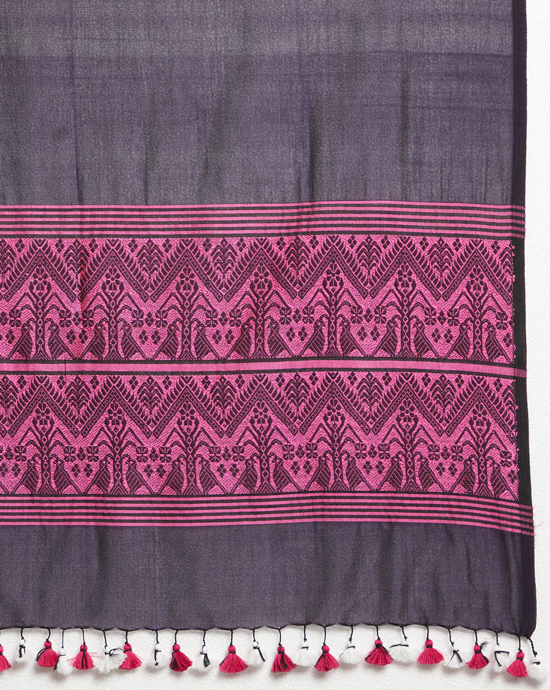 Purple Pink Women's Ethnic Silk Cotton Assamese Dupatta