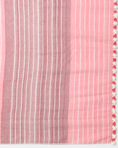 Handwoven Cotton Saree with pompoms