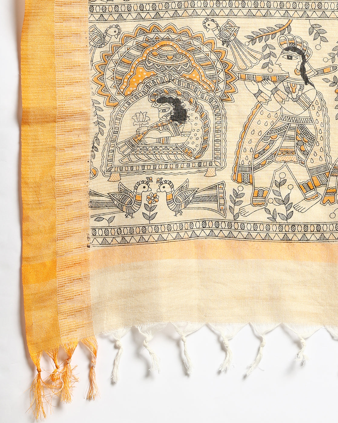 Pure Cotton Madhubani Print Dupatta- Krishna Palki