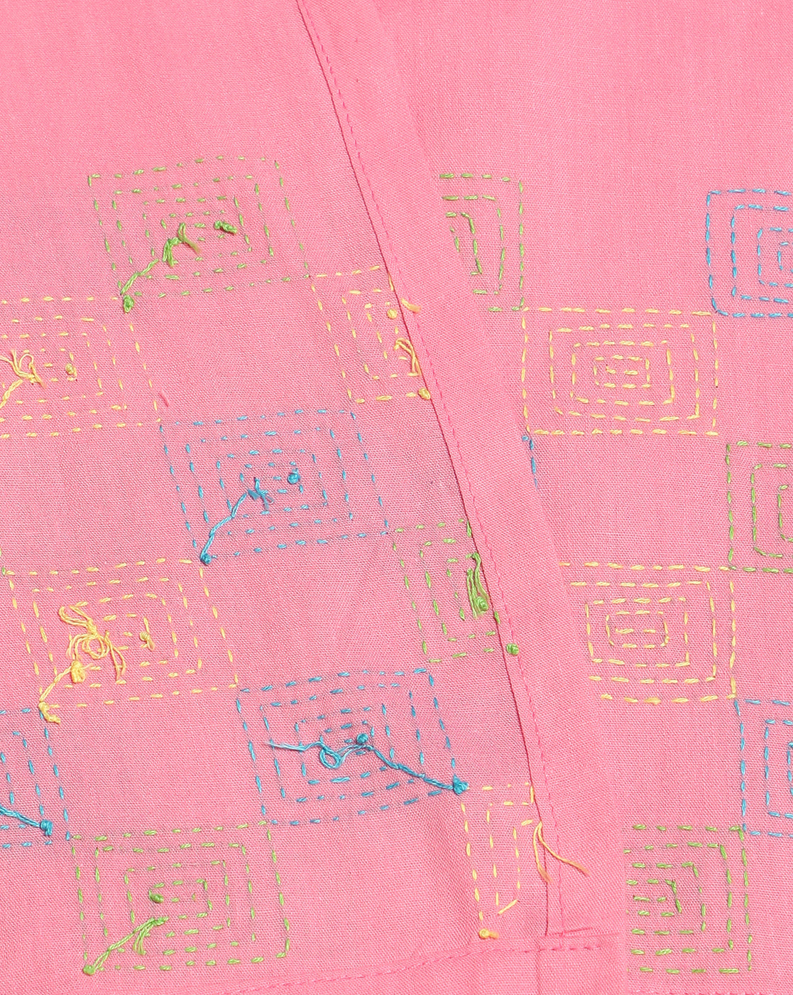 Baby Pink Kantha Cotton Kurta