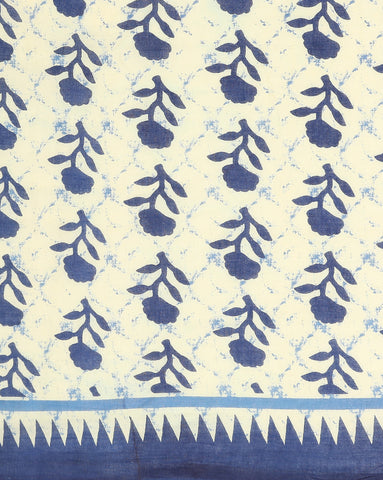 Cream Pure cotton Printed Saree with blouse piece