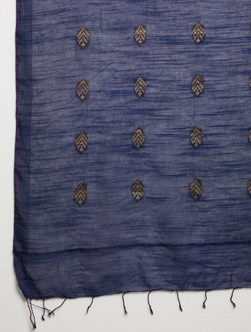 Navy Zari  Woven Jacquard Cotton Dupatta