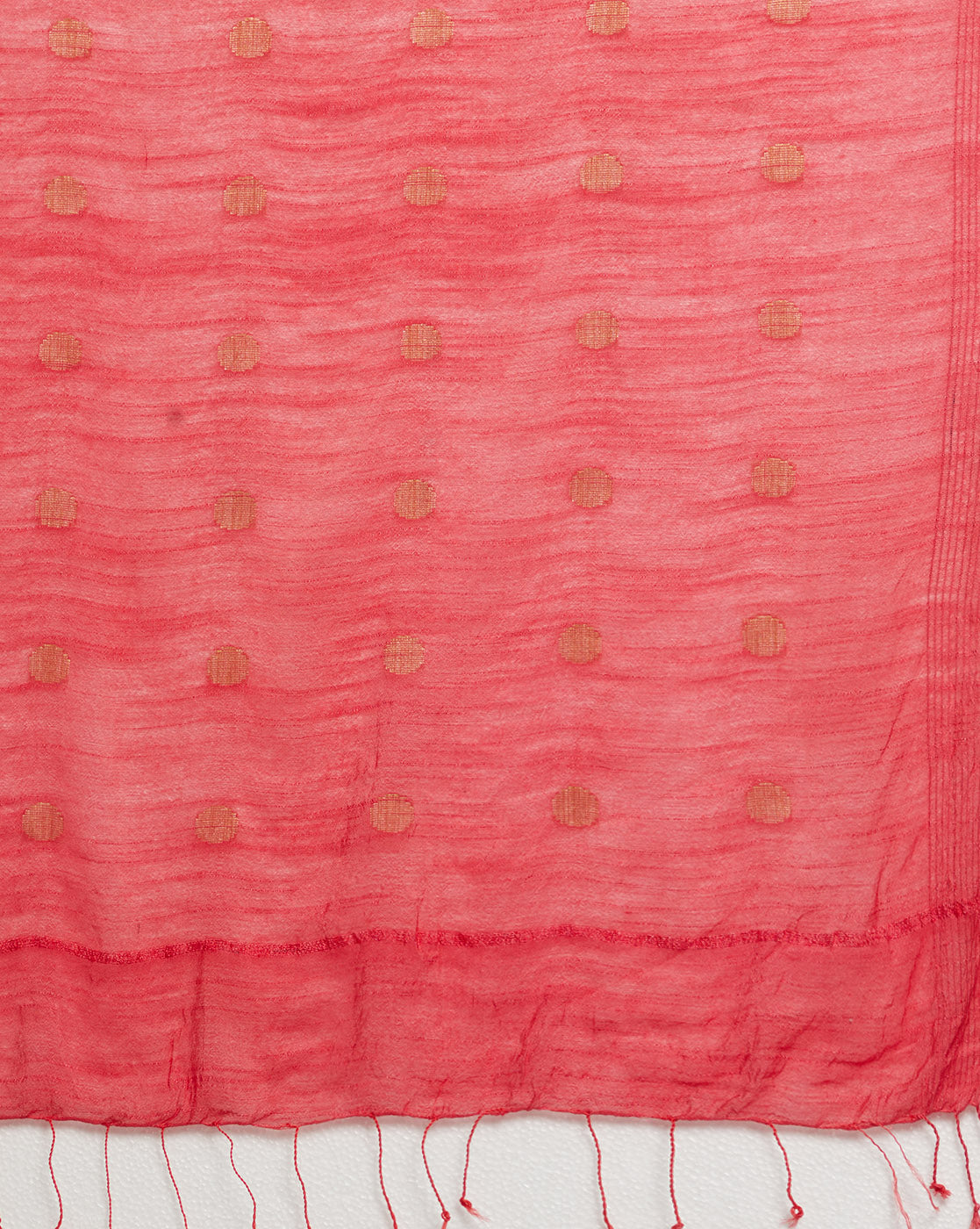 Peach Zari  Woven Jacquard Cotton Dupatta