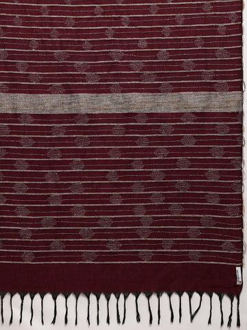 Maroon Khesh Kantha Cotton Saree