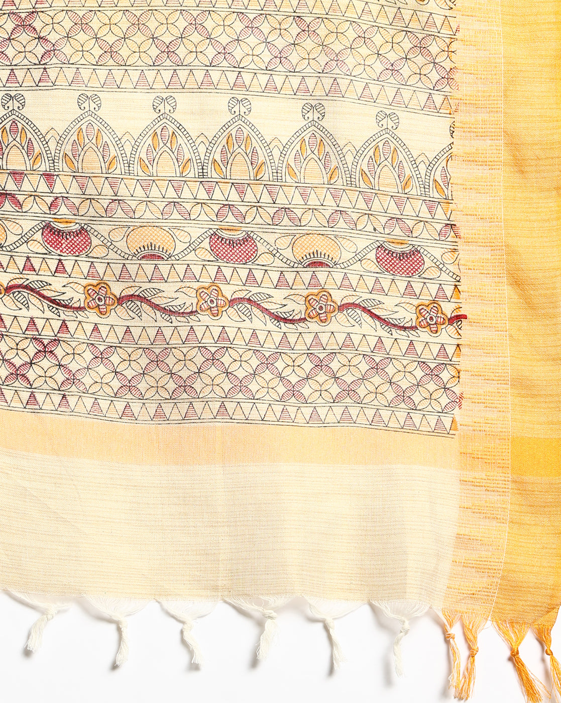 Pure Cotton Madhubani Print Dupatta- Matka Design