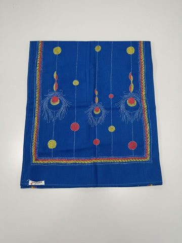 Blue Peacock feather Cotton Kantha Stole