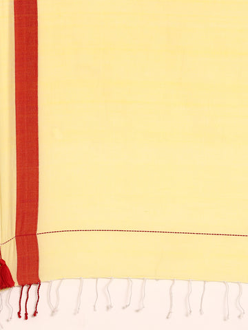 Handloom Solid Cotton Saree with Blouse Piece