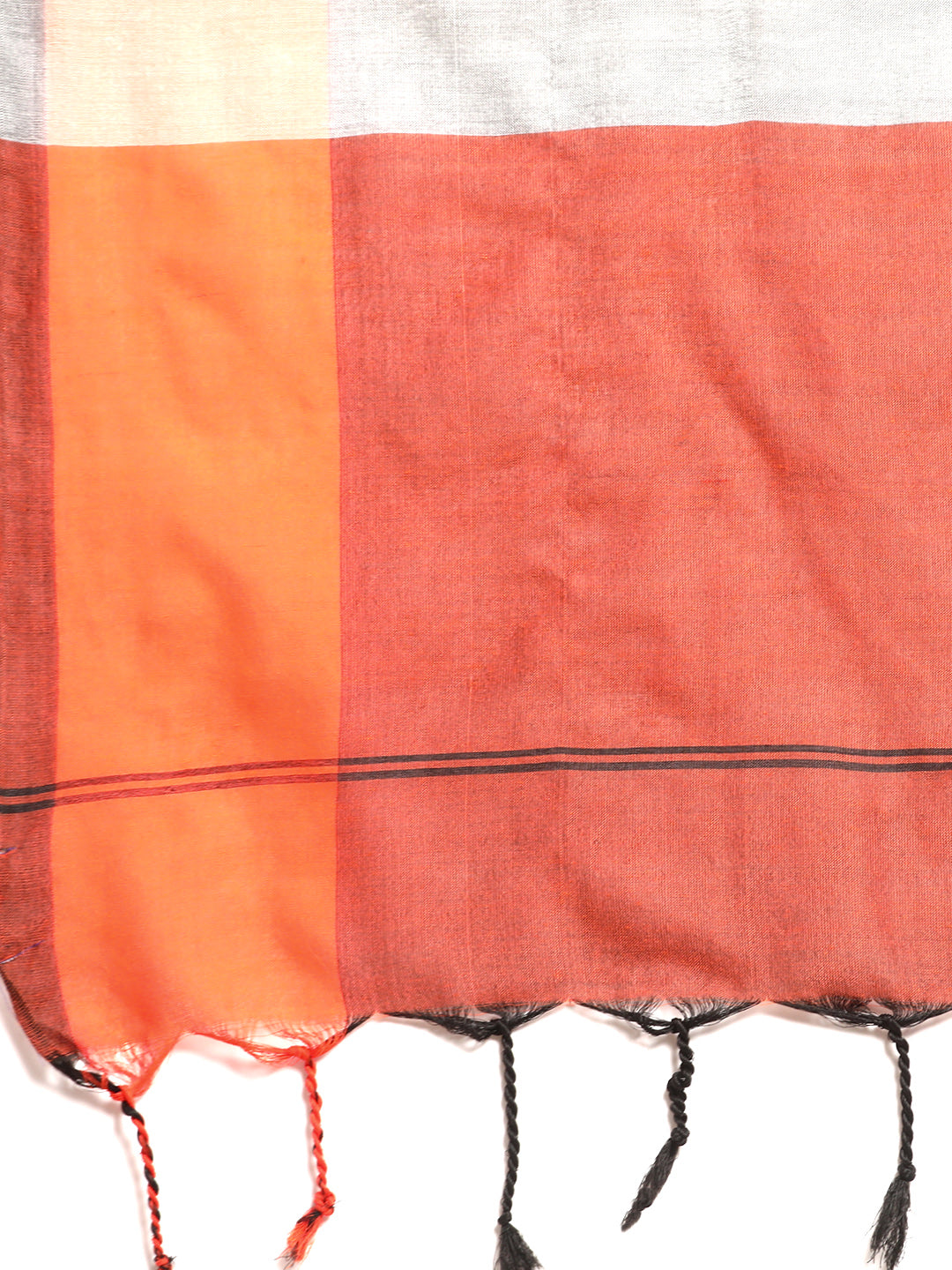 Handloom Colorblock Woven Cotton Saree with Blouse piece