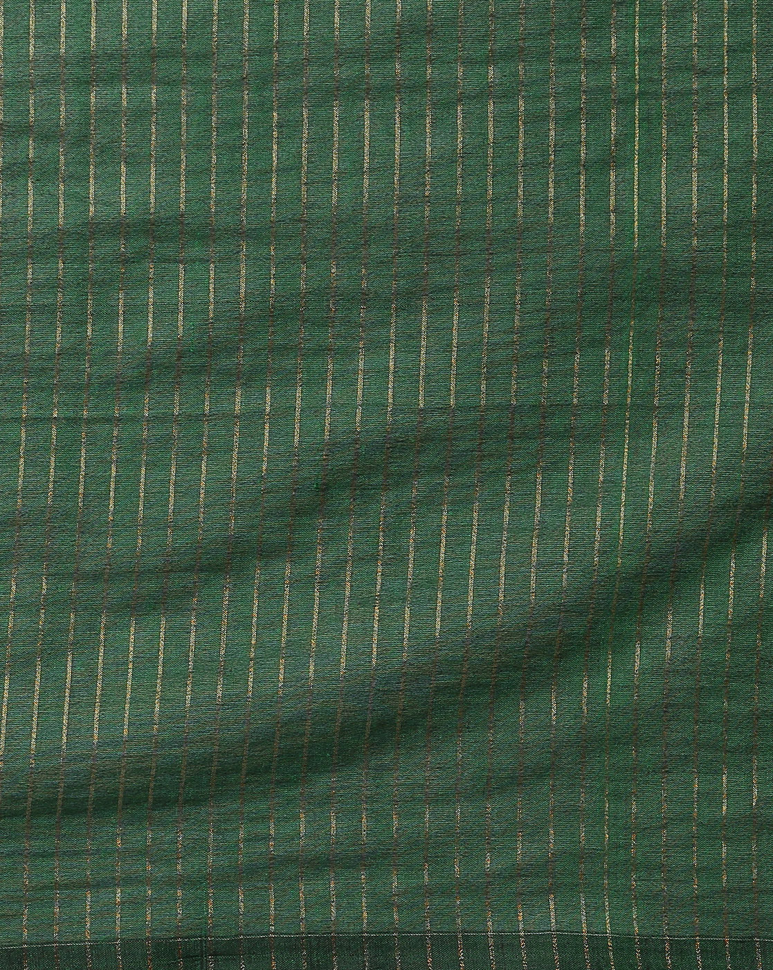 ArtEastri Green Striped Cotton Saree With Blouse Piece